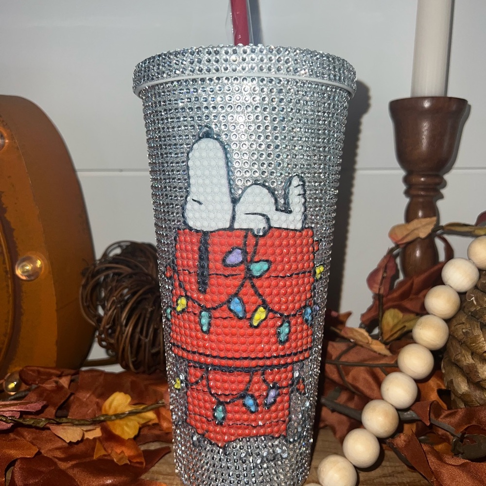 Rhinestone Snoopy Christmas Tumbler